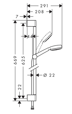 Душевой набор 26652400 Crometta 100 1jet Unica Set 0,65 м, ½’