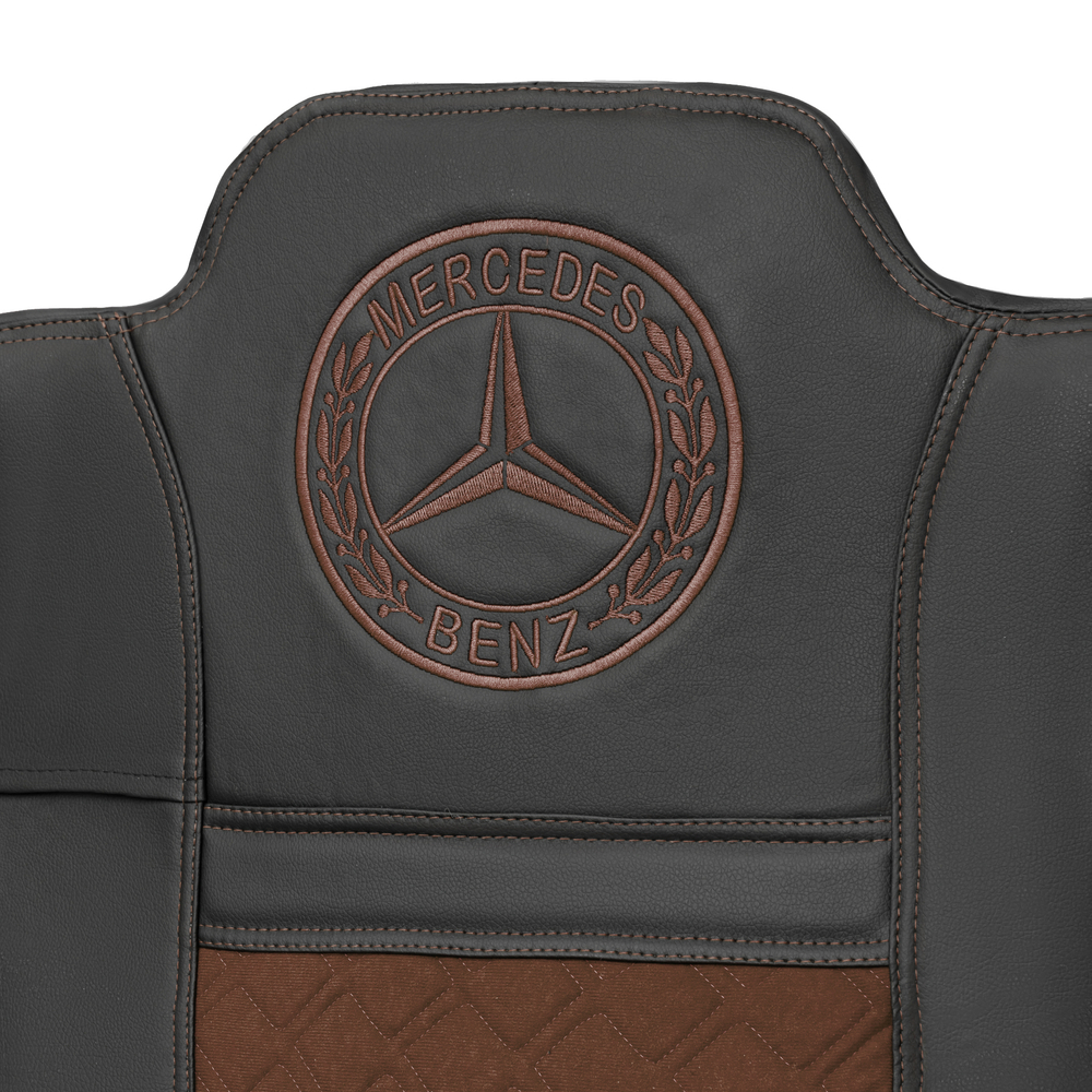 Чехлы Mercedes Actros MP4 (экокожа, черный, коричневая вставка)