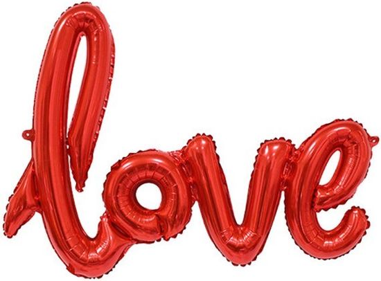 Фольгированный шар (22''/56 см) Фигура, Надпись "Love", Красный, 1 шт. (надувается только воздухом)