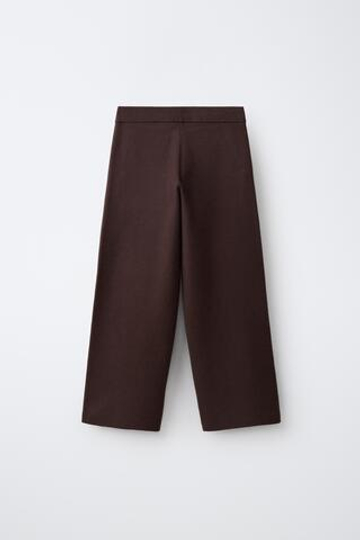 ZARA ТРИКОТАЖНЫЕ БРЮКИ WIDE-LEG, КОРИЧНЕВЫЙ