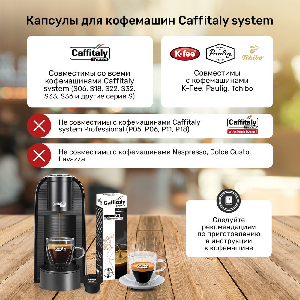 Кофе в капсулах Caffitaly Vigoroso 4 упаковки (40 капсул)