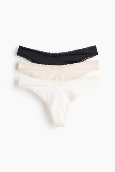 Комплект из 3 трусов-стринг с кружевной лентой - H&M