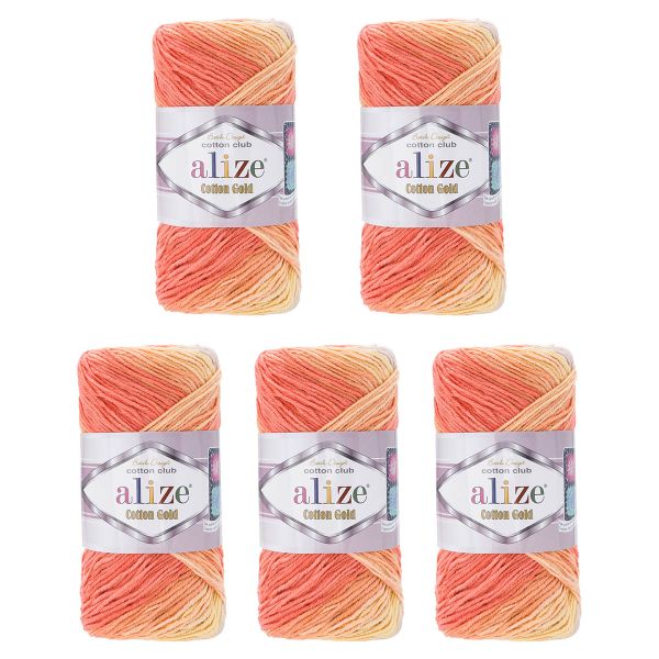 Пряжа Alize (Ализе) Cotton Gold Batik / уп.5 мот. по 100г, 330м, 7687 секционный