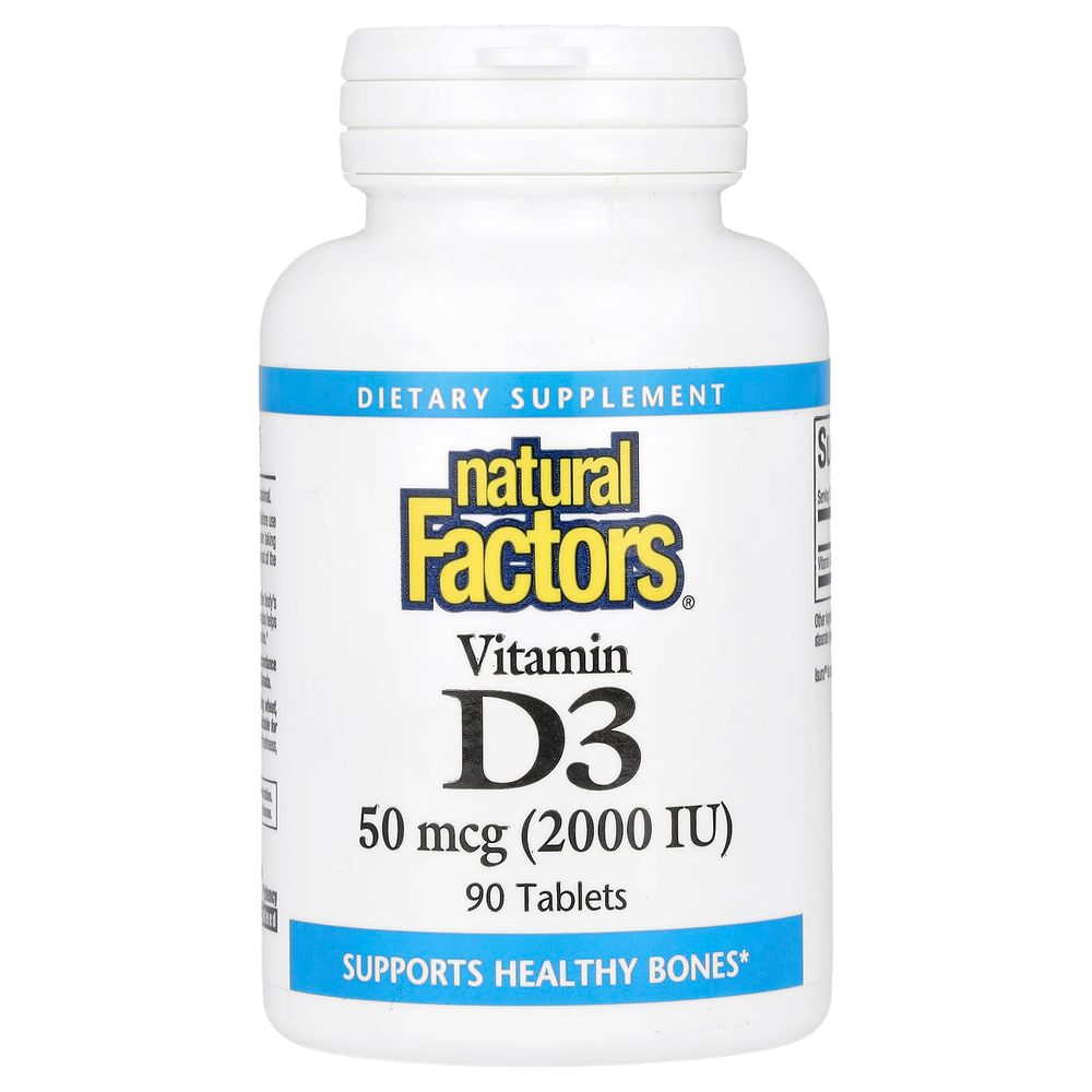 Natural Factors, витамин D3, 50 мкг (2000 МЕ), 90 таблеток