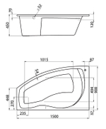 Ванна акриловая Santek Майорка 150х90 пристенная (1.WH11.1.984)