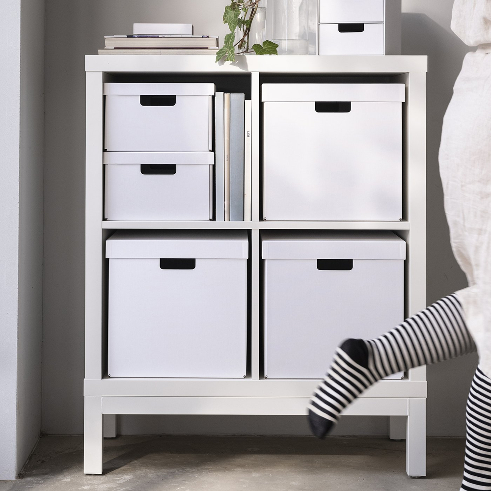 IKEA FJÄDERHARV  (ИКЕА ФЙЭДЕРХАРВ)  -  Контейнер с крышкой - белый 25х35х16 см