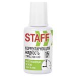 Корректирующая жидкость STAFF "Basic", 1шт, быстросохнущая, 15 мл, с кисточкой, 226055