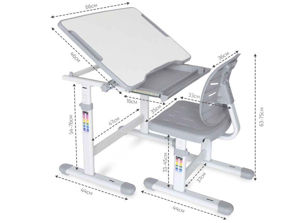 Комплект ErgoKids (стол+стул) Evo-06 Ergo Grey (арт. Evo-06 Ergo G)