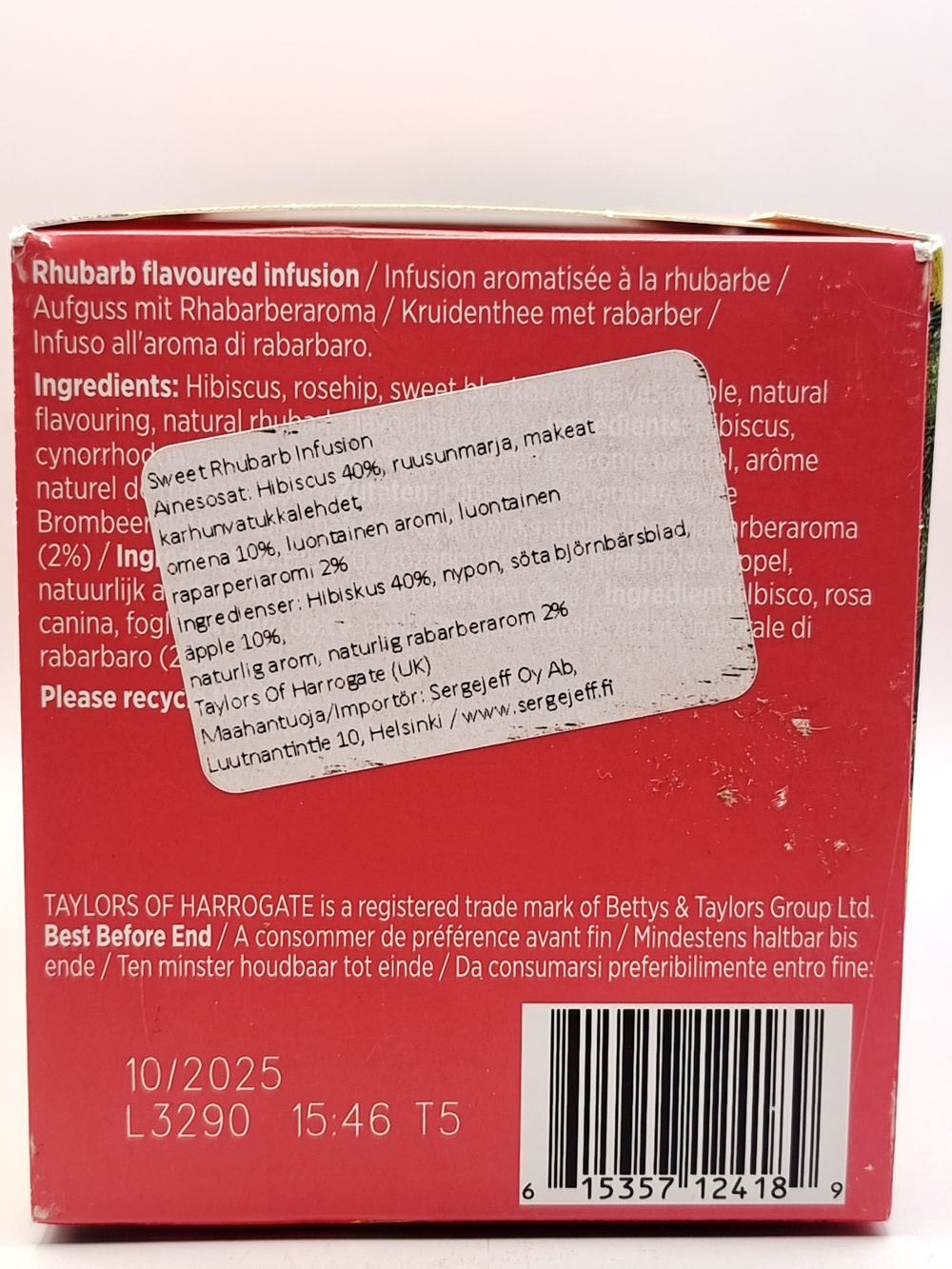 Чай травяной Taylors of Harrogate Sweet Rhubarb со сладким ревенем, 20 пакетиков, 50 г (из Финляндии)