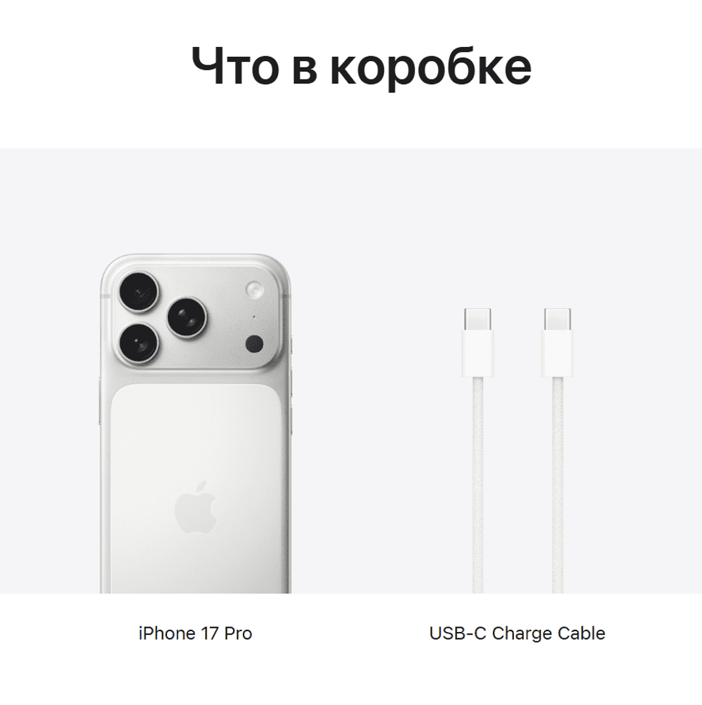 Смартфон Apple iPhone 17 Pro 512 ГБ, SIM + eSIM, 5G, Silver (серебристый)