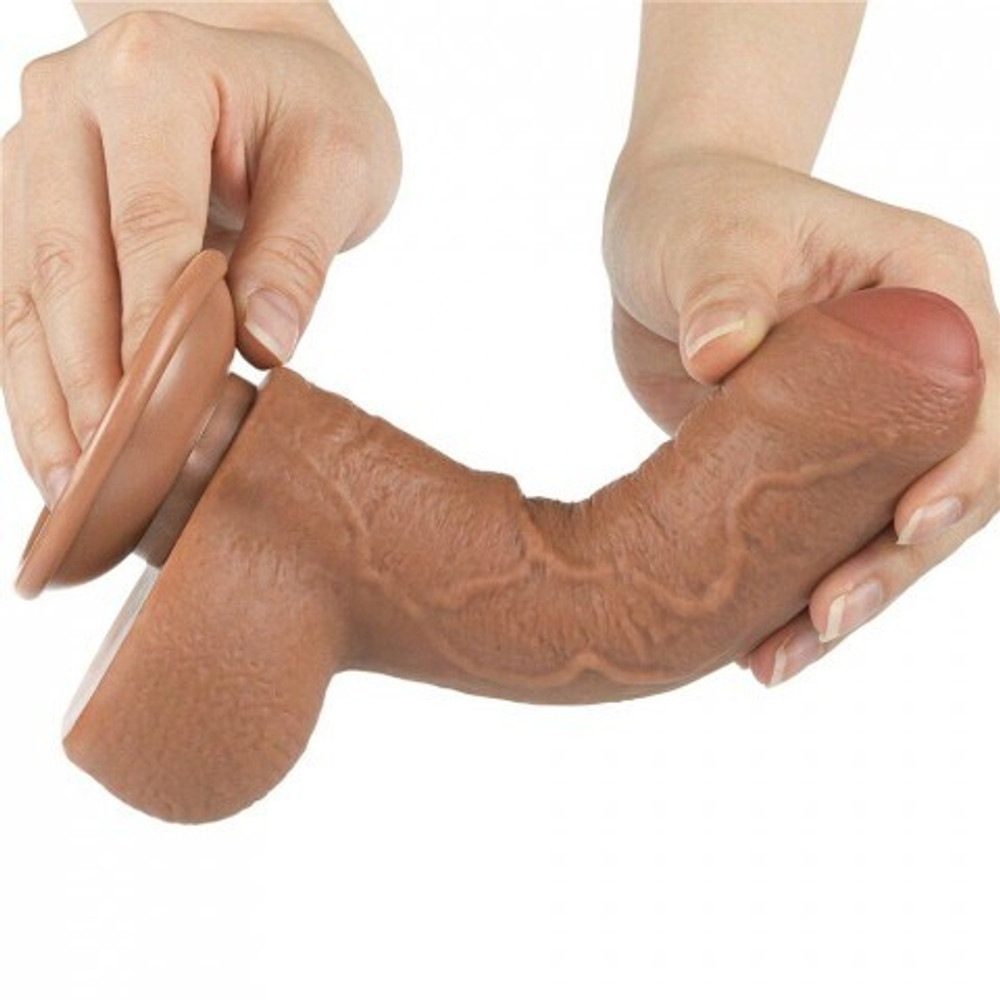 Реалистичный фаллоимитатор Lovetoy Sliding Skin (18,3×3,5 см) с двойной плотностью коричневый