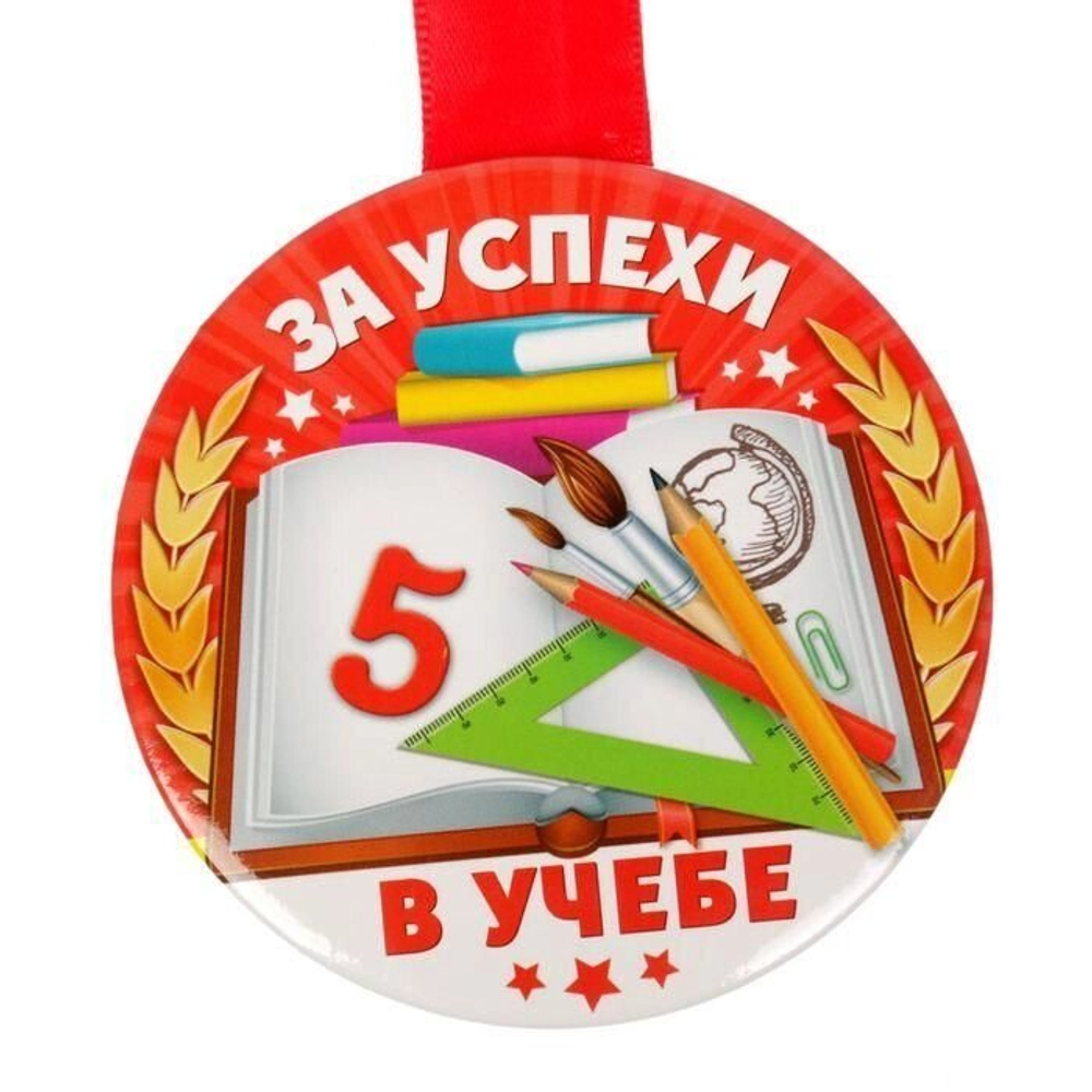 Школьная медаль "За успехи в учёбе", 7,6 см