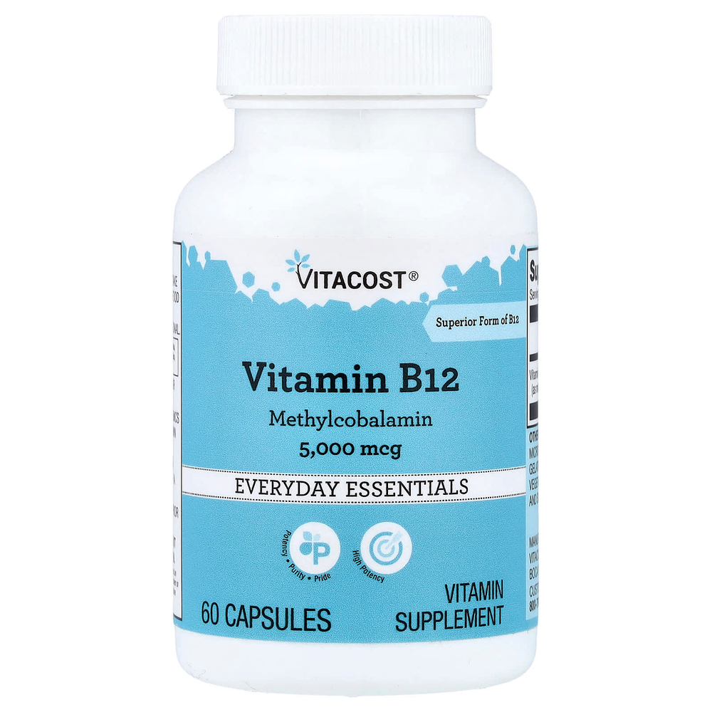 Vitacost, витамин B12, 5000 мкг, 60 капсул