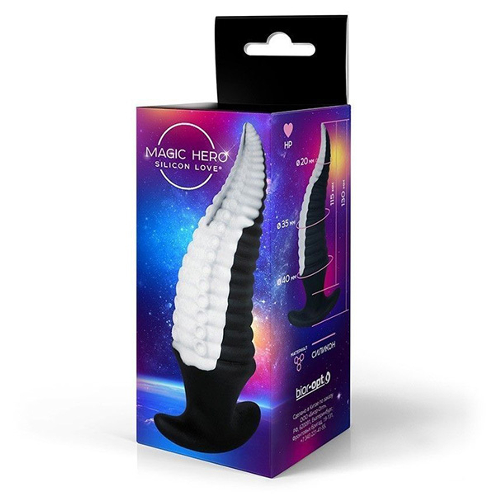 Черно-белый фантазийный анальный стимулятор-щупальце 13см Bior Toys Magic Hero MH-13055