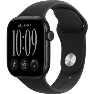 Apple Watch S12 42 mm Black Aluminum Case | Black Sport Band, S/M
