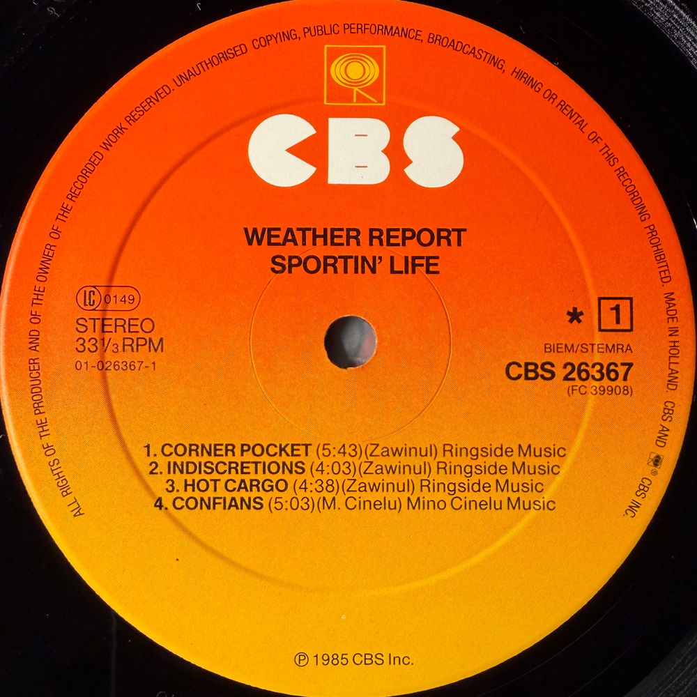 Weather Report ‎– Sportin' Life (Голландия 1985г.)