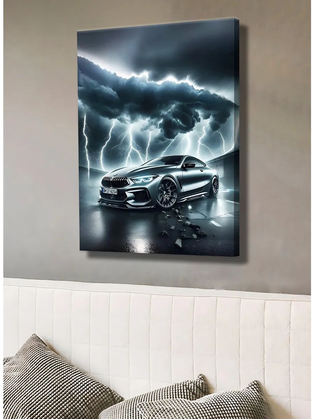 Картина "BMW в ночи", интерьерная 50х70см 1шт.