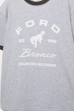 PULL&BEAR Футболка Ford Bronco, серый меланж