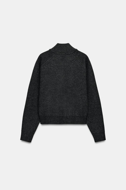 ZARA ТРИКОТАЖНЫЙ БОМБЕР, АНТРАЦИТОВО-СЕРЫЙ