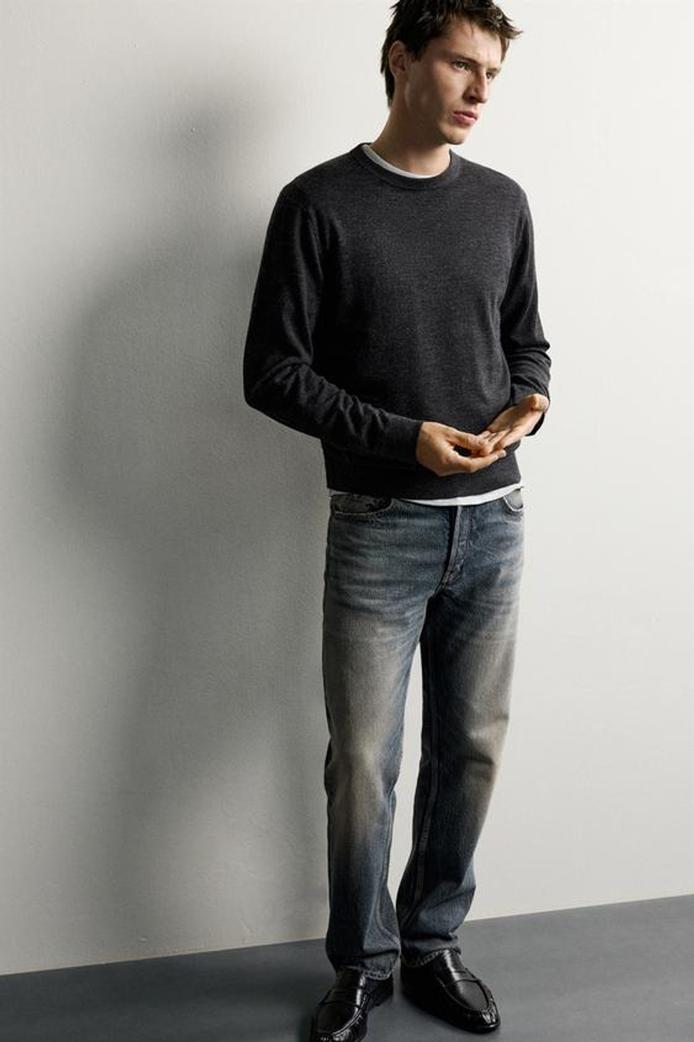 ZARA ДЖИНСЫ REGULAR FIT, СЕРО-СИНИЙ