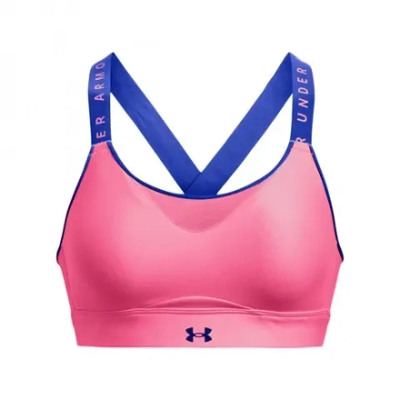 Теннисный бюстгальтер Under Armour Women's UA Infinity High Sports Bra - pink punk/versa blue