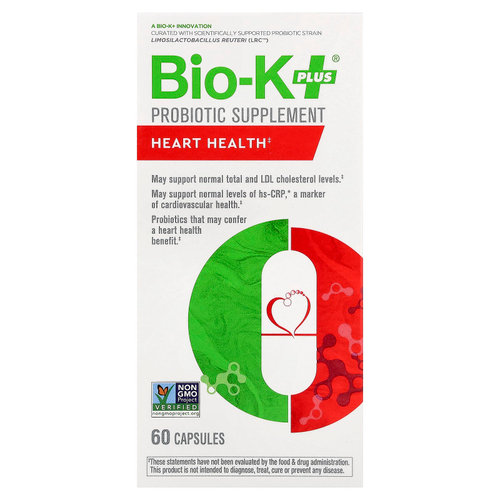 Bio-K+, пробиотическая добавка, для здоровья сердца, 60 капсул