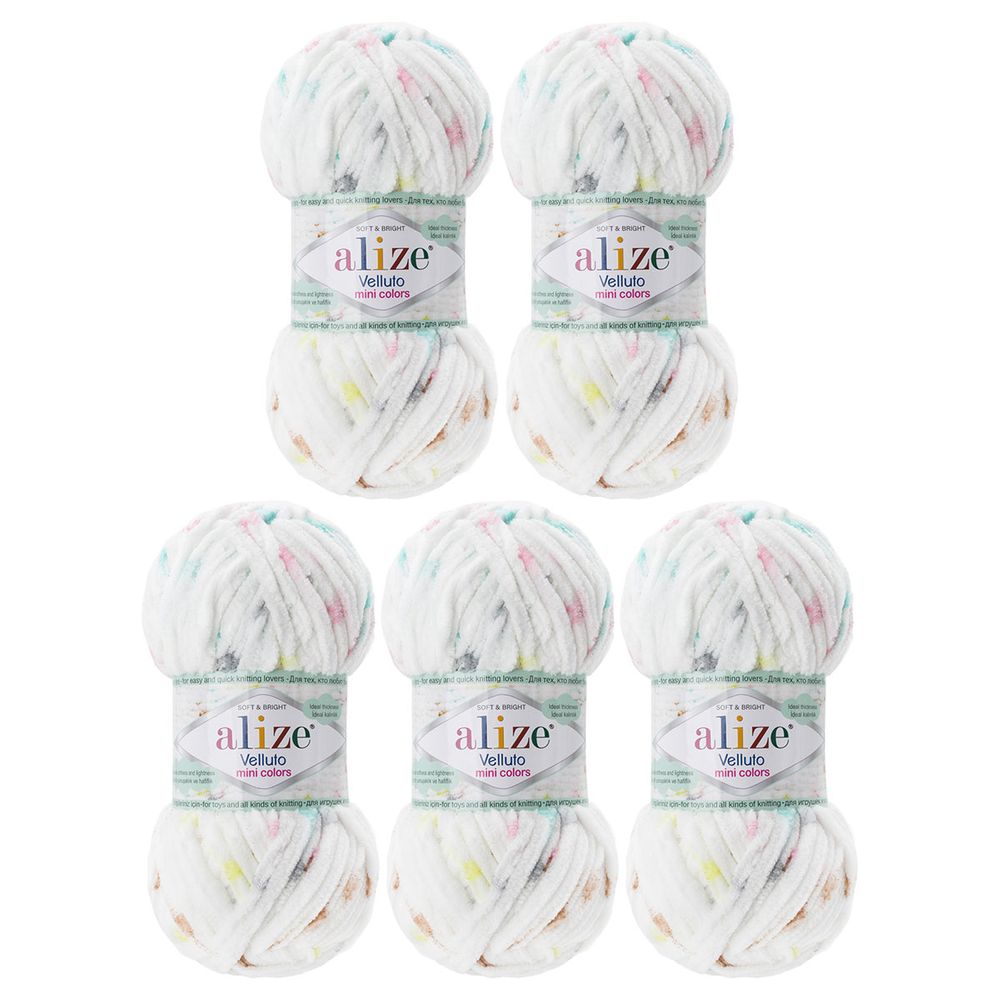Пряжа Alize (Ализе) Mini Colors серия Бархат (Velluto) / уп.5 мот. по 100 г, 68м, 8105 принт