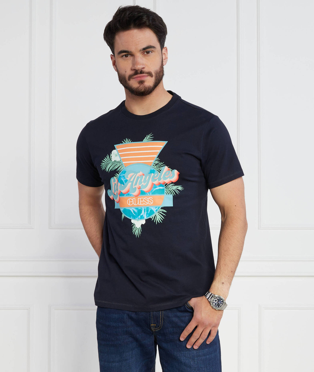 Футболка SS CN CALIFORNIA FLO GUESS - темно-синий(M3YI67 I3Z14)