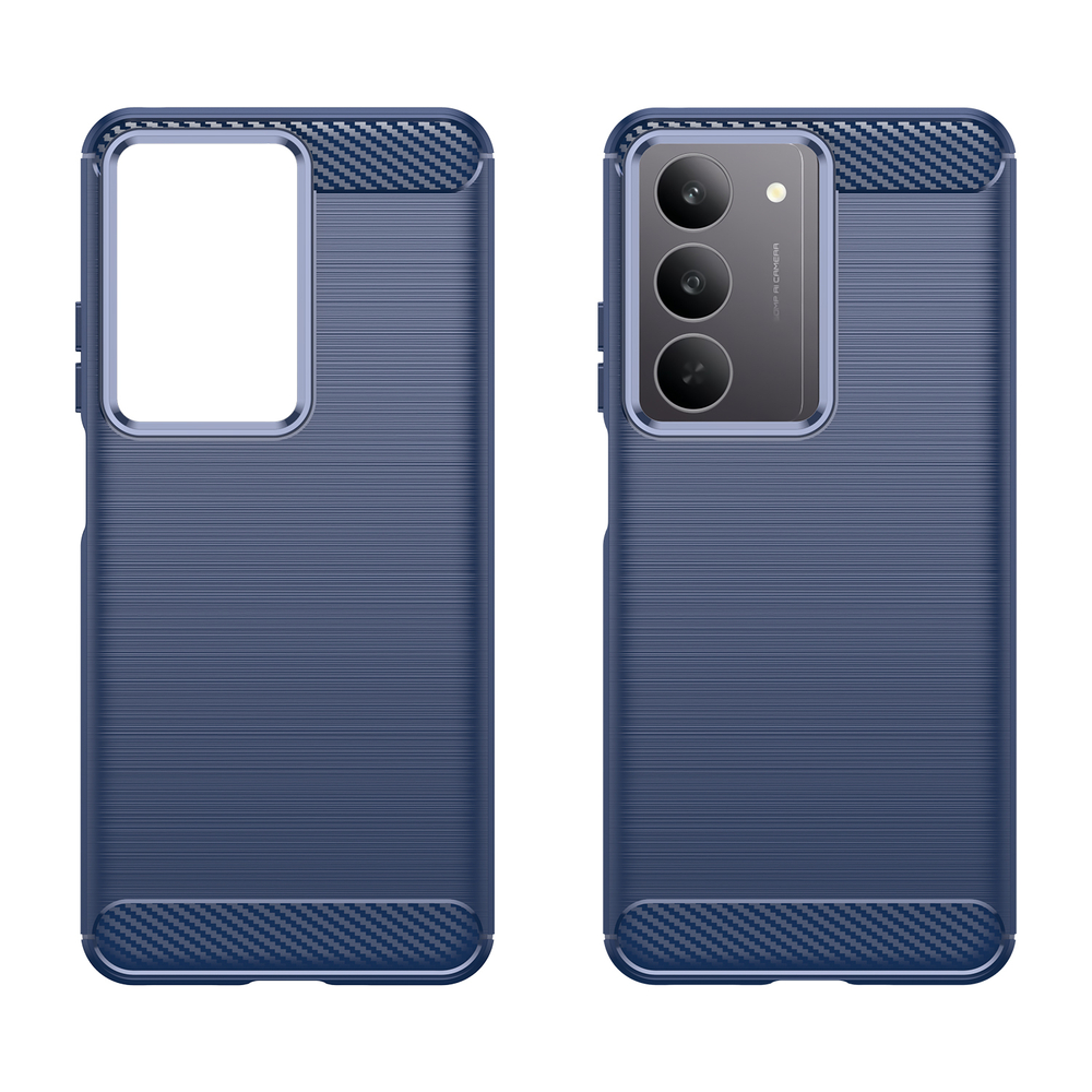 Чехол синего цвета с дизайном под карбон на Realme C75 4G, серия Carbon от Caseport