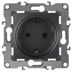 Розетка ЭРА Серия 12 12-2102-05 с заземлением 2P+E Schuko со шторками 16A-250В IP20 антрацит | Эра 12