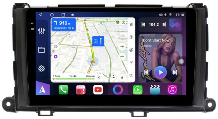 Магнитола для Toyota Sienna 3 2010-2014 - FarCar S500-TS10 монитор 9.5" QLED на Android 14, Быстрая, CarPlay, 4G SIM-слот