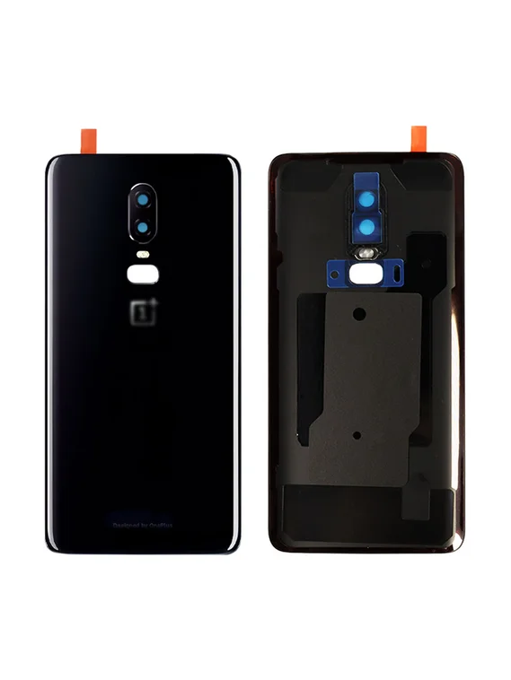 Задняя крышка для OnePlus 6 черная глянцевая (Mirror Black) со стеклом камеры
