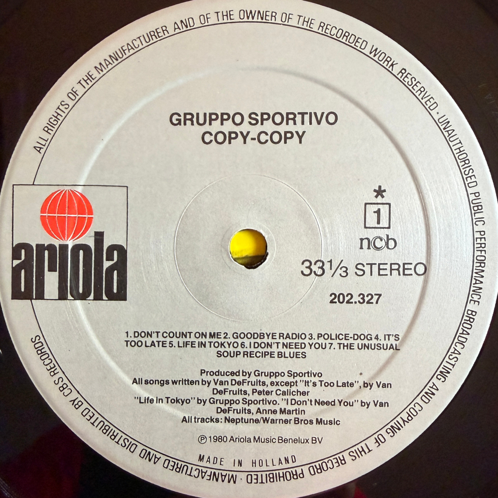 Gruppo Sportivo ‎– Copy Copy (Голландия 1980г.)