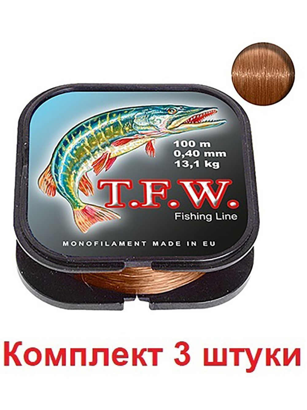 леска рыболовная T.F.W. 0,40mm 100m, 3 штуки