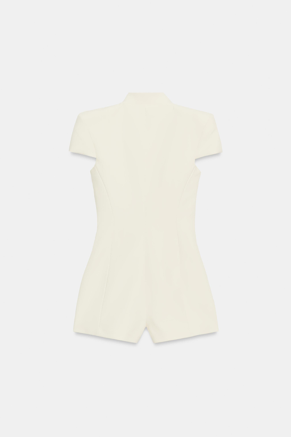 ZARA КОРОТКИЙ КОМБИНЕЗОН С ПОДПЛЕЧНИКАМИ, ЖЕЛТОВАТО-БЕЛЫЙ