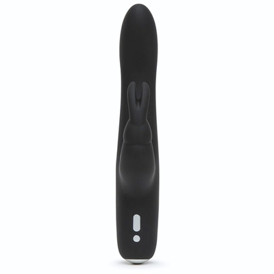 Черный вибратор с клиторальным отростком Greedy Girl Slimline Rabbit Vibrator - 22,8 см. (Цвет: черный)