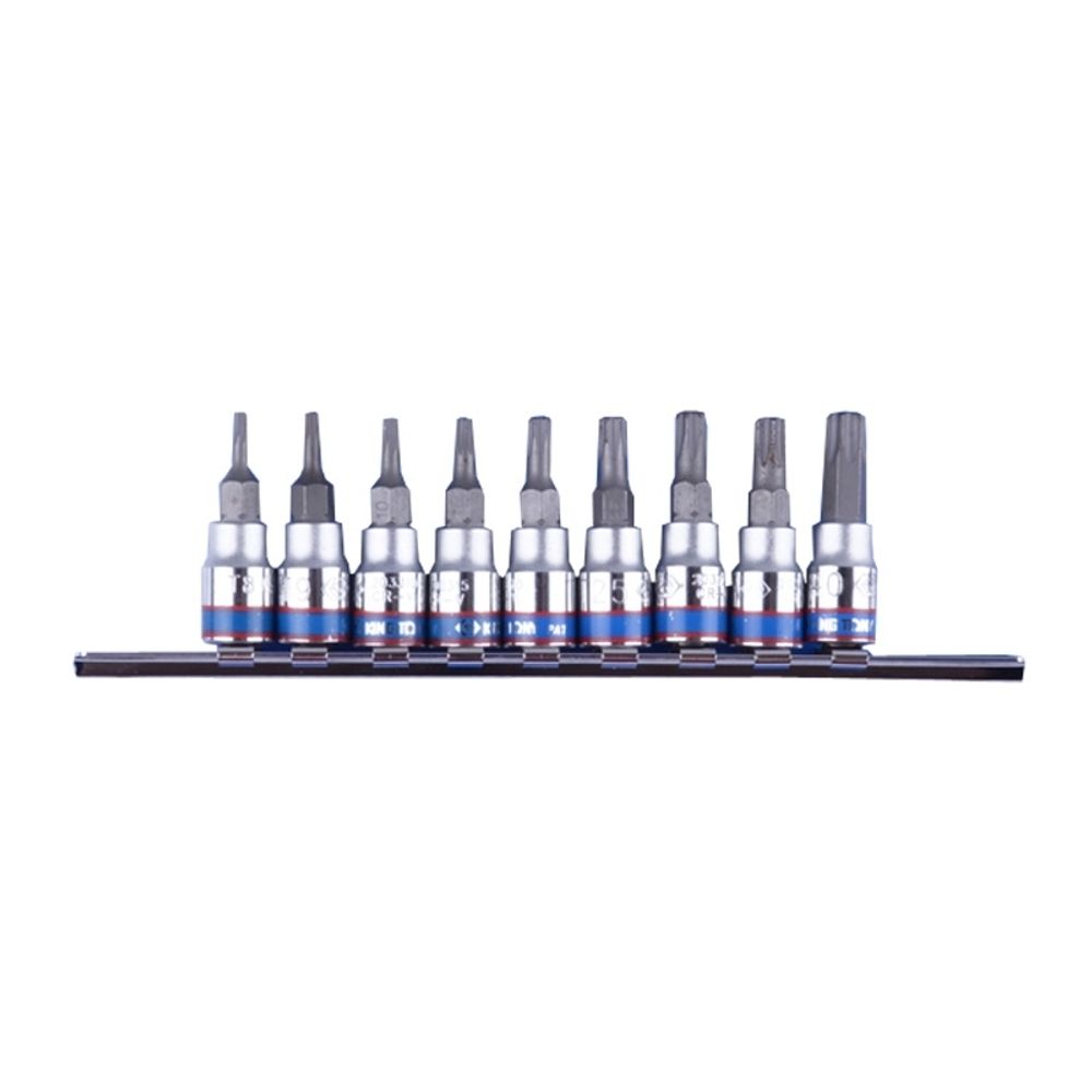 KING TONY (2119PR) Набор торцевых насадок 1/4", TORX с отверстием, Т8-Т40, 9 предметов KING TONY (2119PR) Набор торцевых насадок 1/4", TORX с отверстием, Т8-Т40, 9 предметов