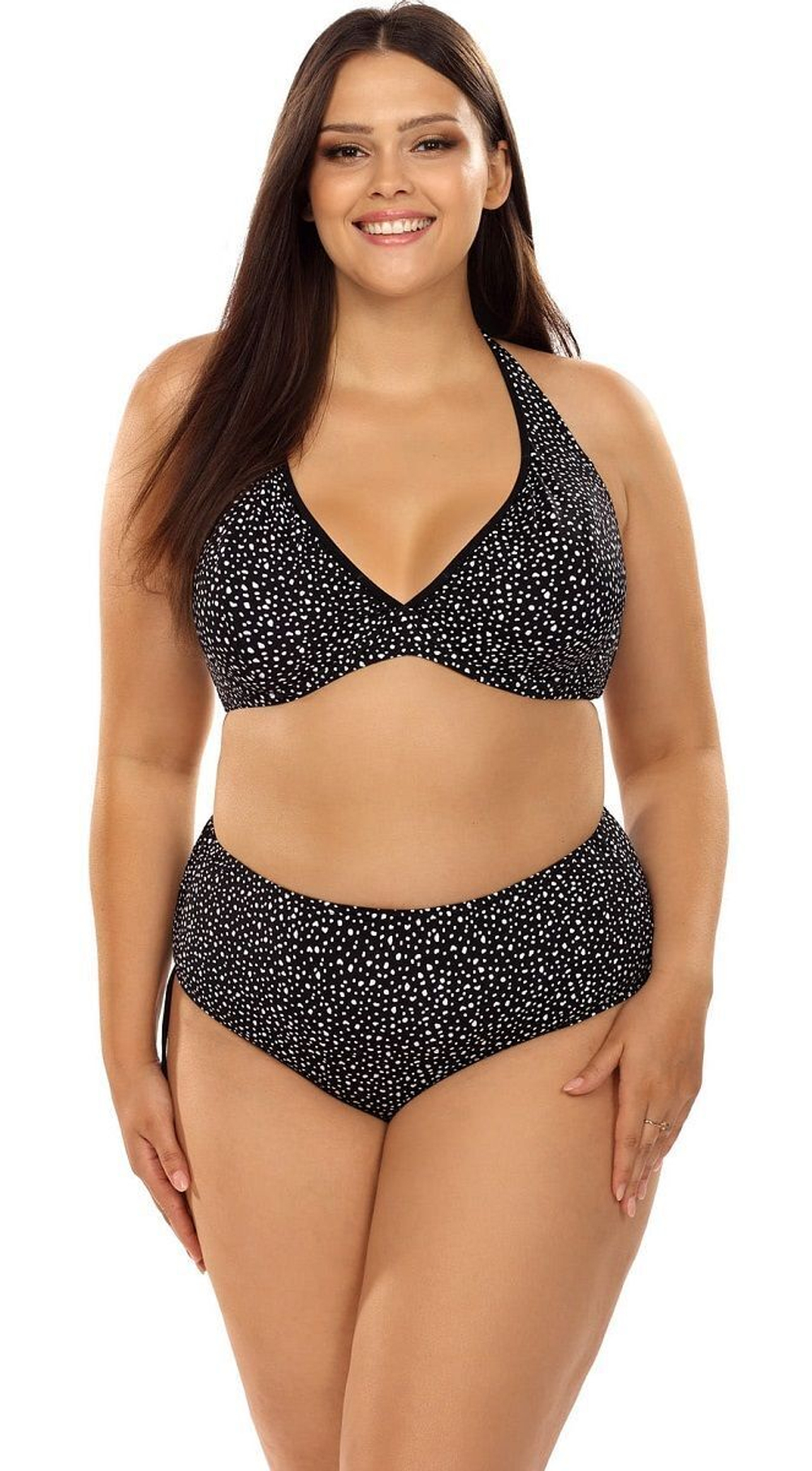 Раздельный купальник plus size в крапинку (Размер: 80C/40) (Цвет: черный)