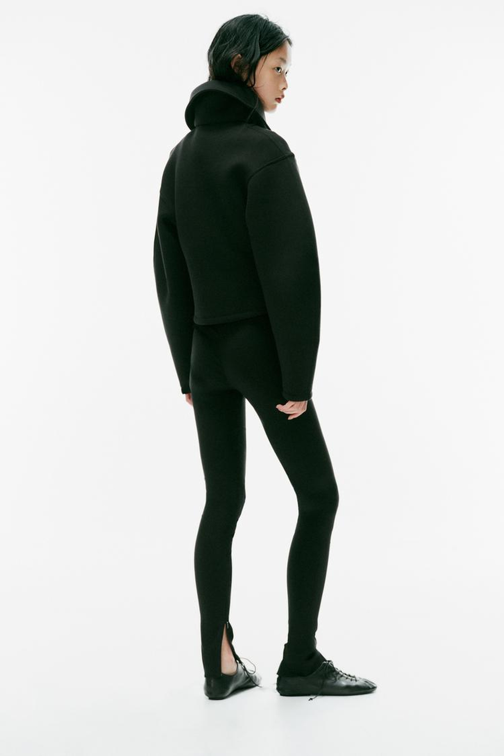 ZARA КОЖАНЫЕ ТУФЛИ-ДЕРБИ, ЧЕРНЫЙ