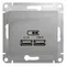 Розетка с USB A+A Systeme Electric Glossa Алюминий GSL000333