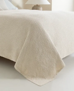 ZARA HOME ВАФЕЛЬНОЕ ПОКРЫВАЛО, СЕРЫЙ