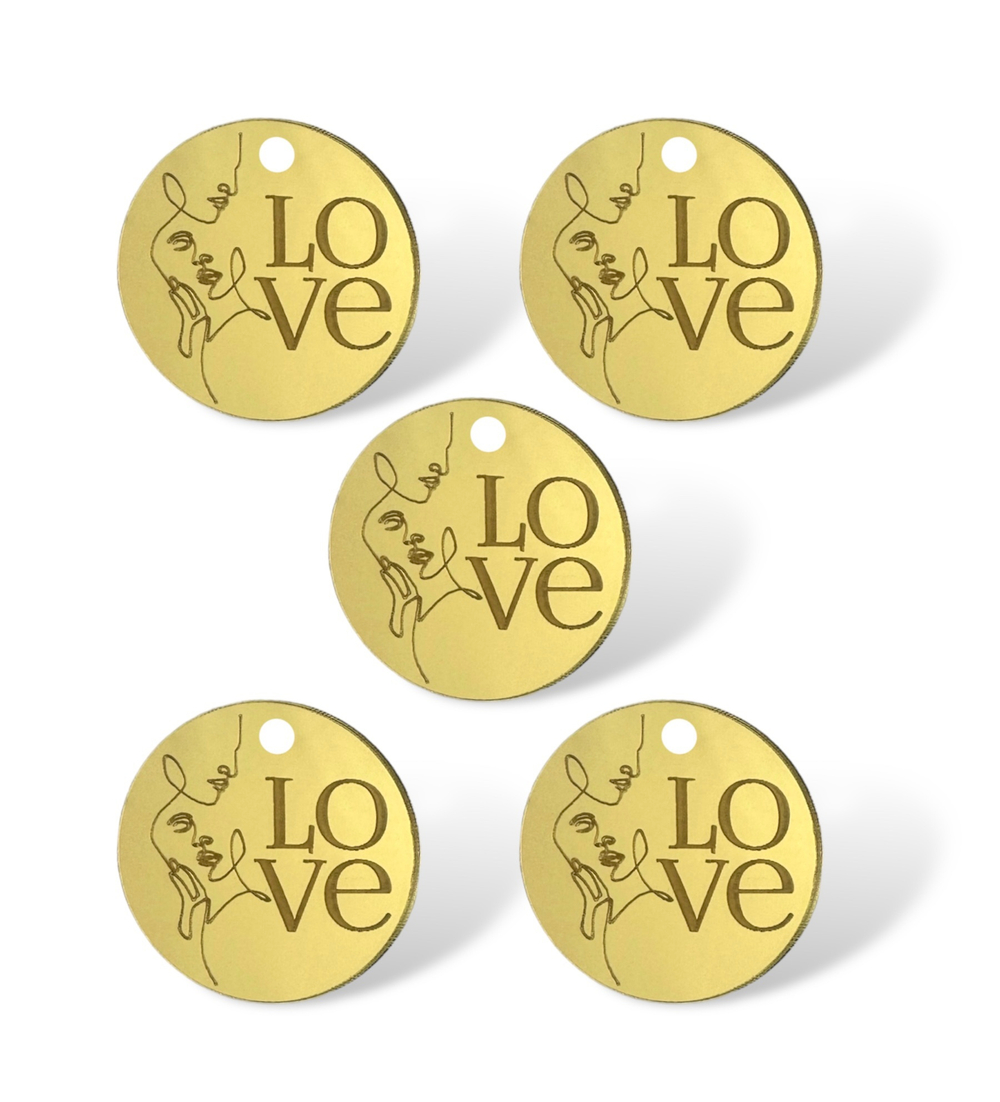 Топпер Бирка круглая "LOVE"   (4см) 5шт акрил