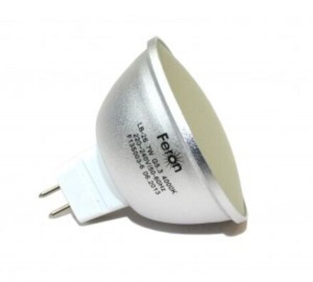 Светодиодная лампа Feron, 7W, G5.3, 80LED 230V 4000K, LB-26 (колба матовая, серебряный корпус)