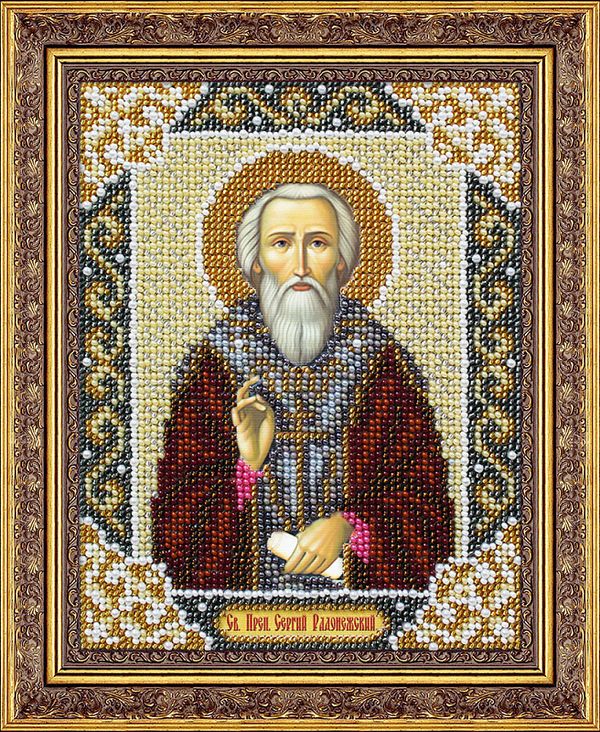 Набор для вышивания бисером Паутинка, Св. преп. Сергий Радонежский 14х18 см, ПАУ.Б-719