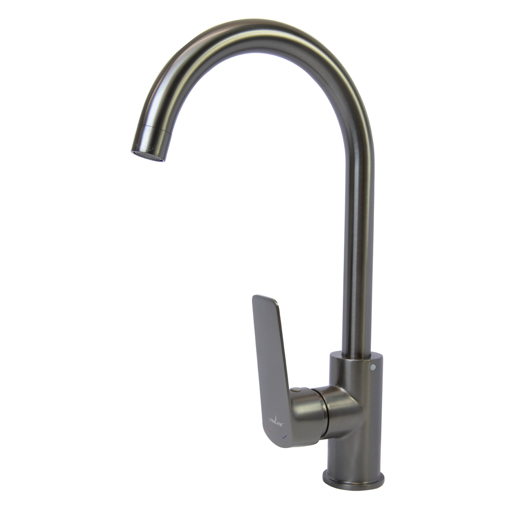 Смеситель для кухни 35k MIXLINE МЛ15-031(ML15-031GR)выс.излив б/отв бок п/гайку (без подводки)ГРАФИТ
