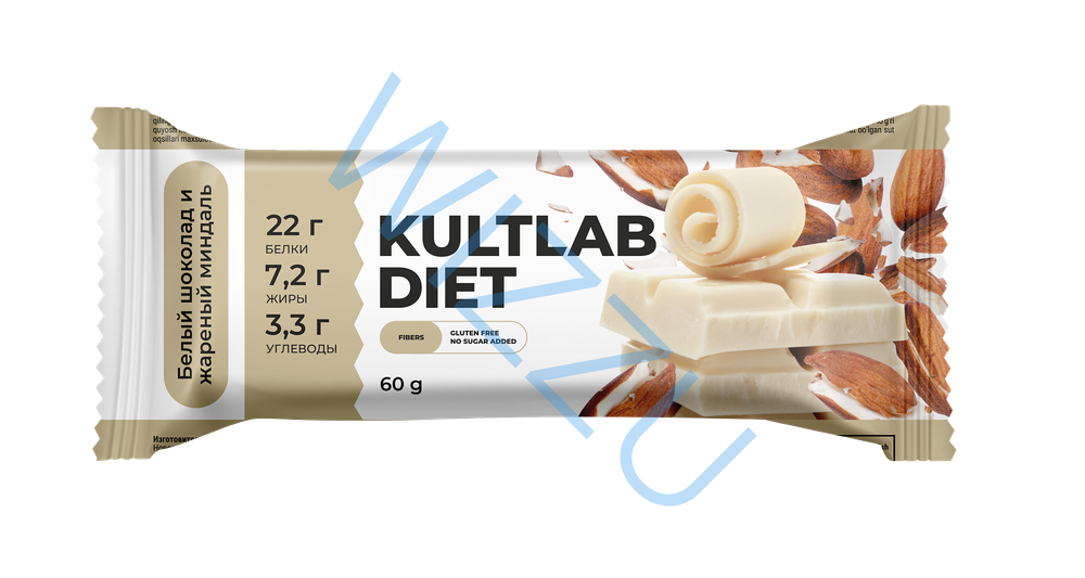 Белый шоколад - Миндаль Kultlab Diet, 60 гр