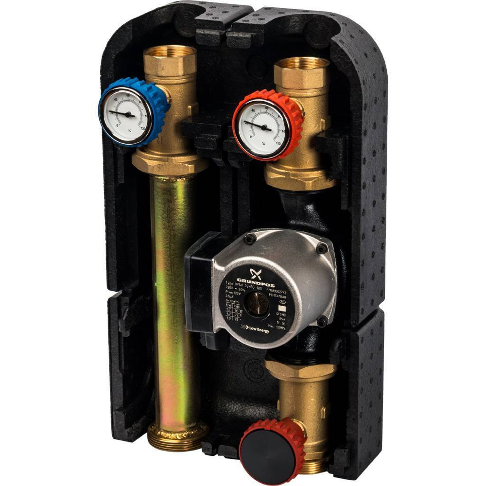 Насосная группа с прямым контуром 1" с насосом Grundfos UPSO 25-65 в теплоизоляции DN 32