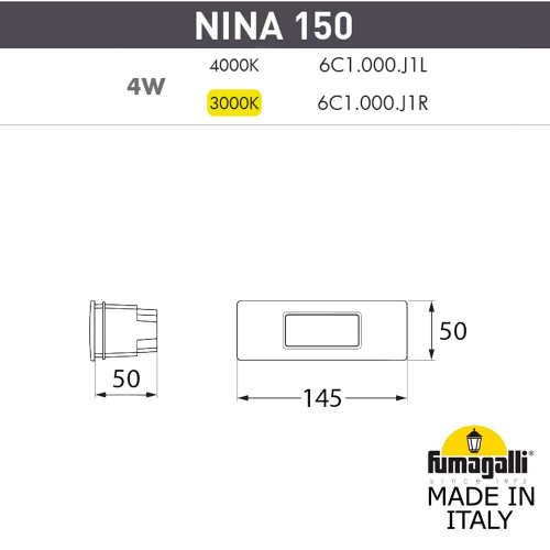 Подсветка для ступеней Fumagalli NINA 6C1.000.000.AYJ1L