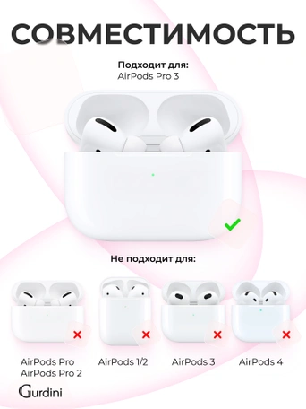 Чехол для Airpods Pro 3 Gurdini прорезиненный soft touch c карабином Розовый