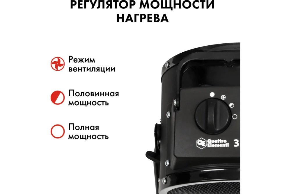 Пушка тепловая электрическая 3 кВт QUATTRO ELEMENTI QE-3000C керамический нагреватель 649-233